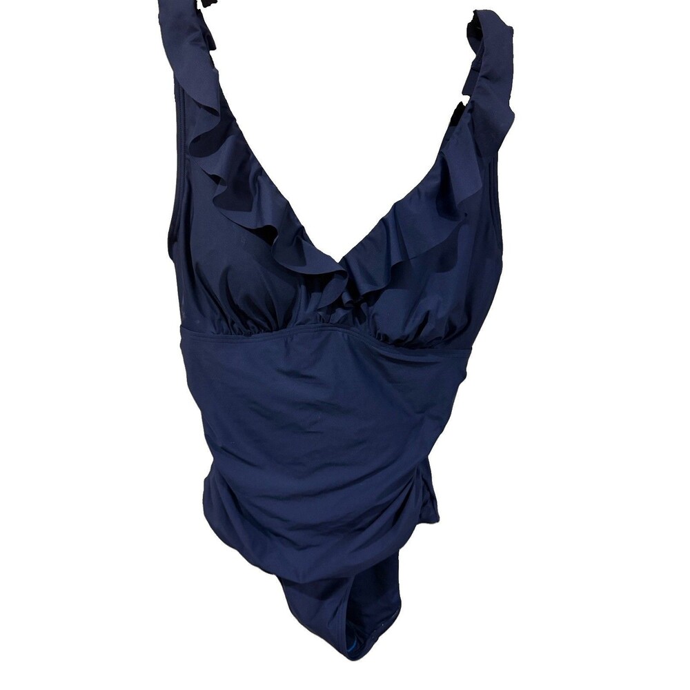 Women’s XL Navy Ruffled One Piece Swimsuit w/adjustable Straps